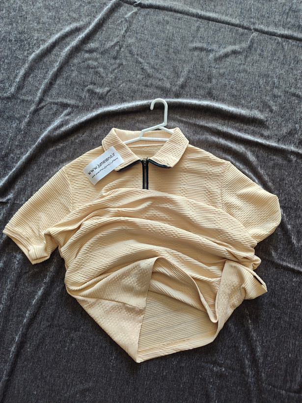 خرید تیشرت نیم زیپ طرح برجسته مردانه