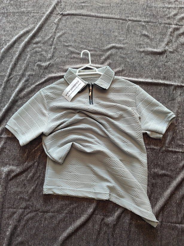 خرید تیشرت نیم زیپ مردانه طرح برجسته