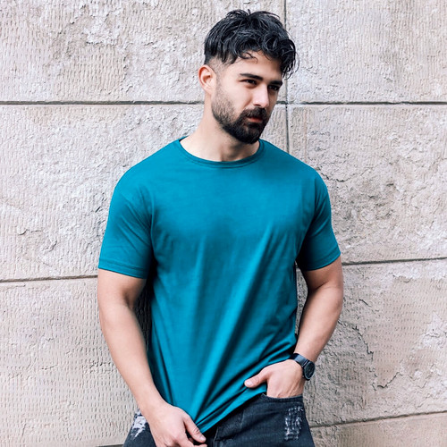 خرید تیشرت ساده سبز کله غازی نخی