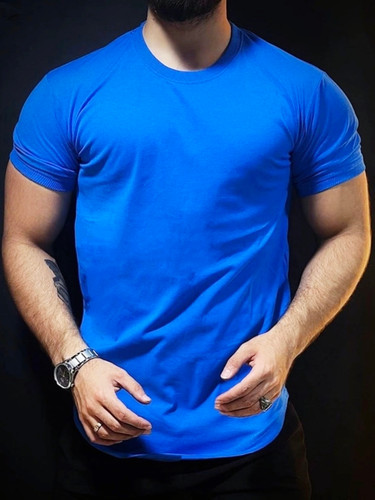 خرید تیشرت بیسیک آبی کاربنی مردانه