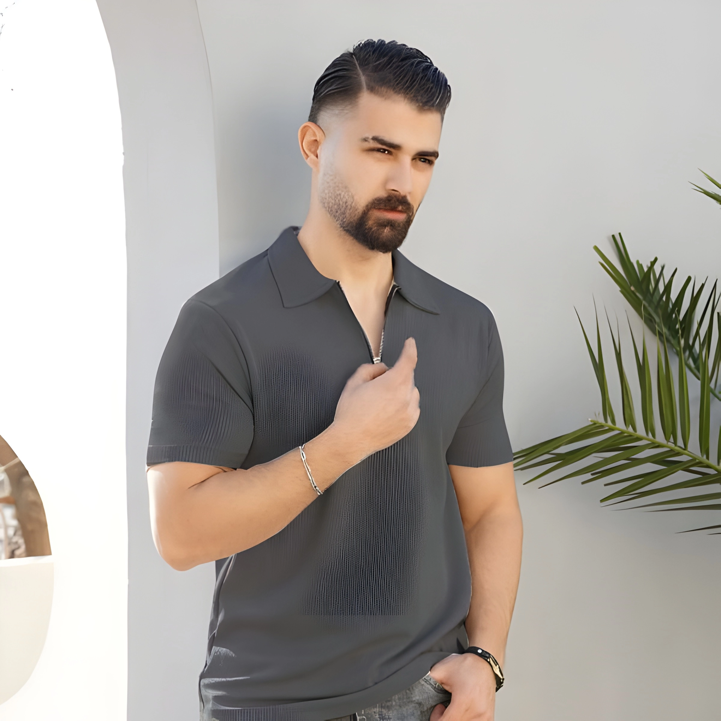 تیشرت نیم زیپ سبز کله غازی