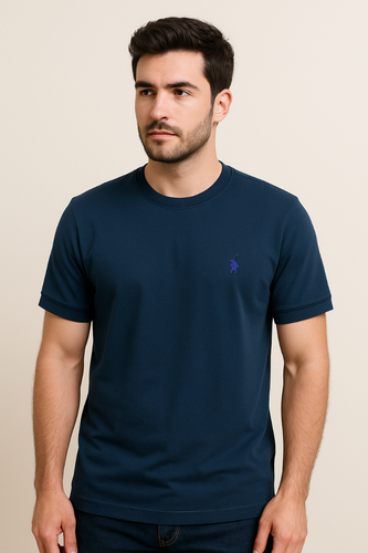 خربد تیشرت مردانه یقه کش سر آستین کش گلدوزی polo رنگ سورمه ای