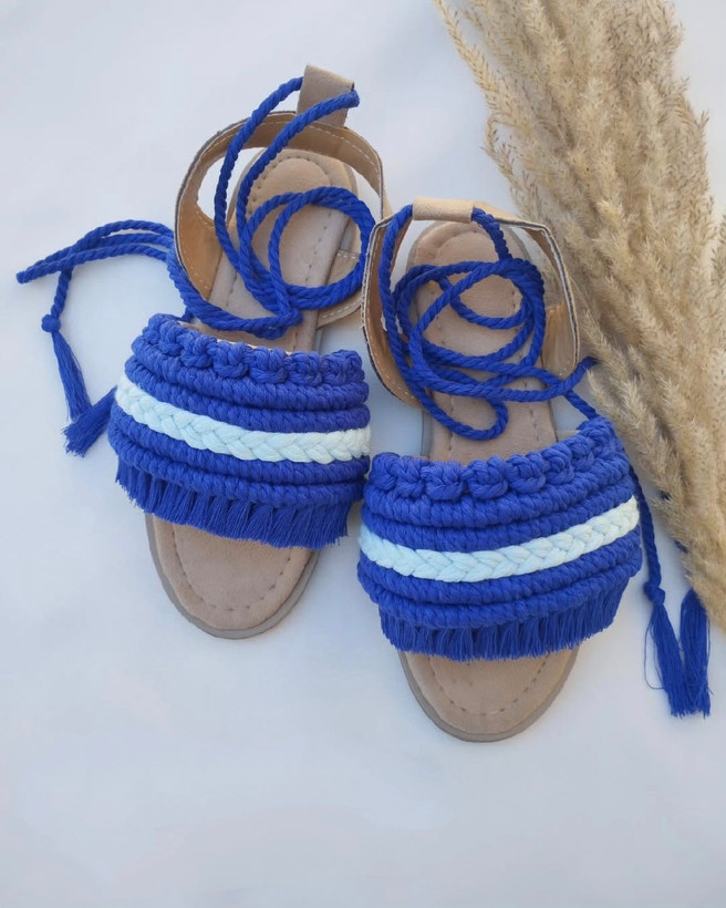 خرید صندل مکرومه بافی دو رنگ