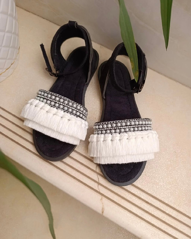 سندل مکرومه سفید مشکی