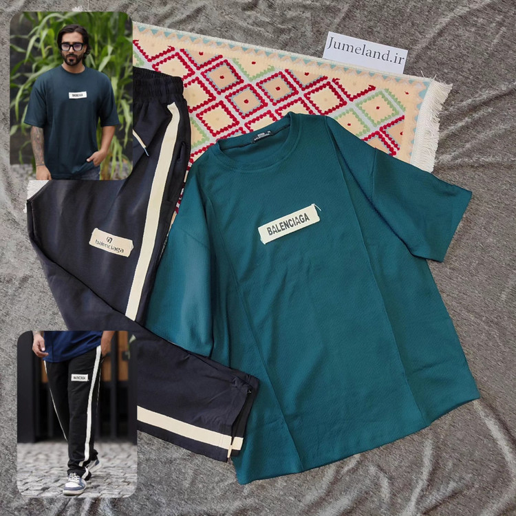 ست مردونه تیشرت و شلوار مردانه مراکشی سبز کله غازی