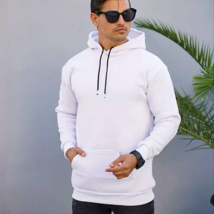 خرید هودی بیسیک سفید قواره باکسی