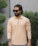 خرید بلوز کرمی نیم زیپ مردانه