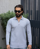 خرید لباس آستین بلند نیم زیپ طوسی