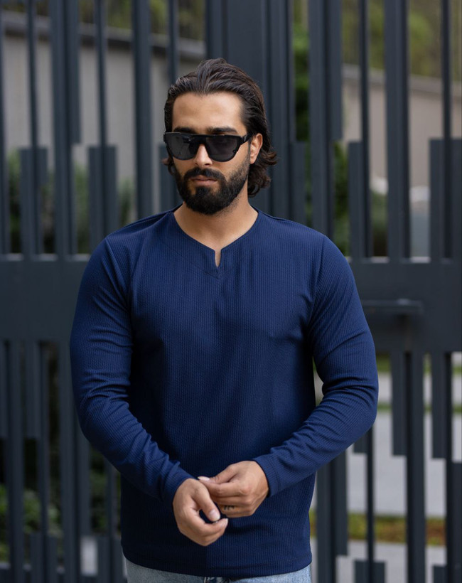 خرید بلوز یقه کوبایی مردانه آستین بلند