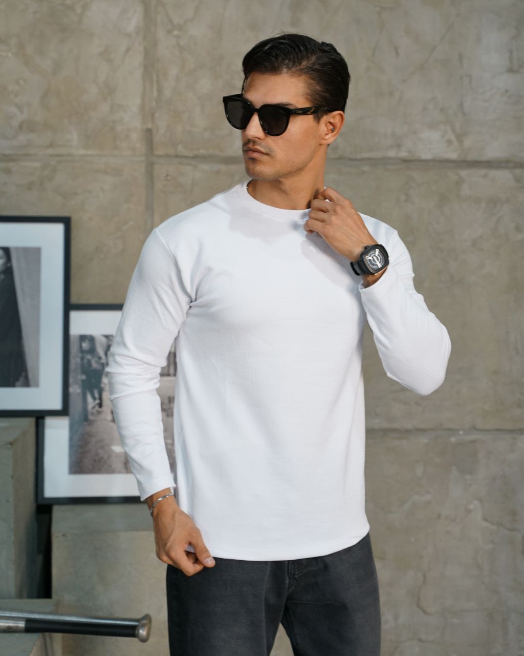 بلوز یقه گرد مردانه آستین بلند مراکشی | تیشرت آستین بلند مراکشی پاییزه مردانه | ارسال فوری