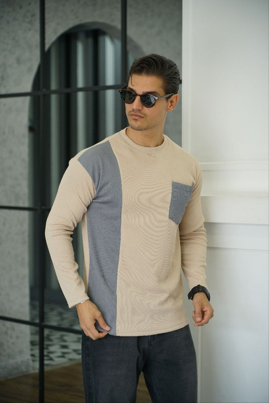 تیشرت آستین بلند مردانه جیب دار مراکشی