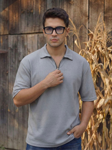 خرید تیشرت باکسی نیم زیپ مردانه