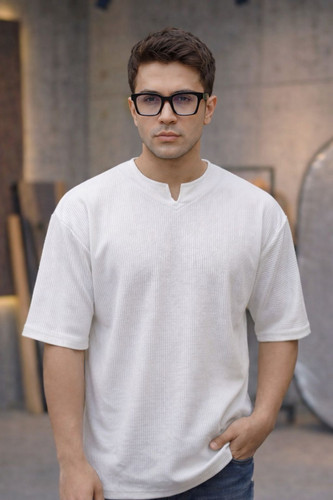 خرید تیشرت باکسی یقه کوبایی